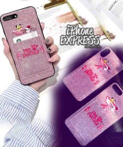P ink P anther Patterned glittery case with card compartment !!! Case material Silicon