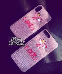 Alternative view of P ink P anther Patterned glittery case with card compartment !!! Case material Silicon