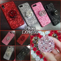 Luxury Glitter Sequins Bling with Diamond Rhinestone Bracket Grip Hard plastic iPhone Case