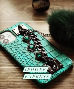 Alternative view of Green Sequins Crocodile Skin Texture Luxury Bling Diamond Gem Bracelet Chain Tassel Case