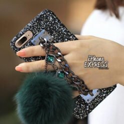 Alternative view of Luxury Glitter Sequins Pompom Fox Furball Bling Diamond Rhinestone Grip Case