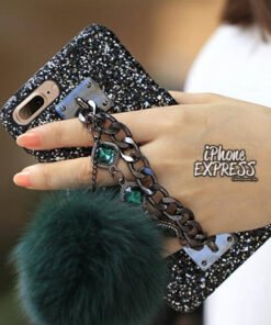 Alternative view of Luxury Glitter Sequins Pompom Fox Furball Bling Diamond Rhinestone Grip Case