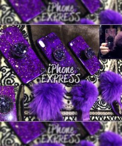 Retro PURPLE iPhone case with Stones grip and Furball Belt