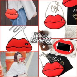 3d Silicon WoW Lip iPhone case With SIlver Chain for hanging