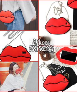 3d Silicon WoW Lip iPhone case With SIlver Chain for hanging