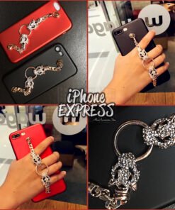Red and Black soft tpu iPhone Case with Dragon shape Stones Engraved Chain Tassel !!!