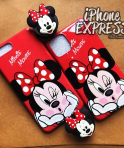 Alternative view of New Silicon Soft Red Hot Min Nie iPhone Case with 3d Grip Holder