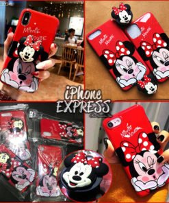New Silicon Soft Red Hot Min Nie iPhone Case with 3d Grip Holder