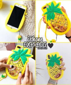 Alternative view of 3D PineApple iPhone Case with moving Glitter and Lanyard