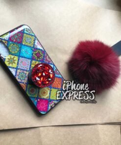 Alternative view of Retro Color Boxes iPhone case with Stones grip and Furball Belt