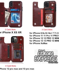 Alternative view of Luxury Wallet Leather Phone Case Magnetic Buckle Card Slot Stand