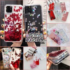iPhone Dynamic moving Love heart red pink silver Glitter liquid cover soft sides case in Pakistan