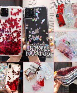 iPhone Dynamic moving Love heart red pink silver Glitter liquid cover soft sides case in Pakistan