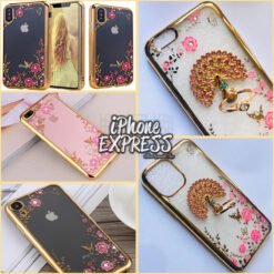 FLOWER PATTTERN GOLD ELECTROPLATED RHINESTONES COVER with RING HOLDER