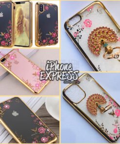 FLOWER PATTTERN GOLD ELECTROPLATED RHINESTONES COVER with RING HOLDER