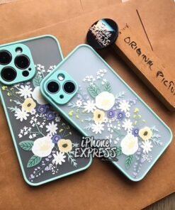 Alternative view of Sea Green Borders with Floral print on Back iPhone Case