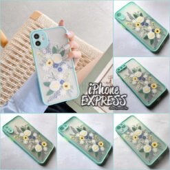Sea Green Borders with Floral print on Back iPhone Case
