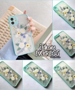 Sea Green Borders with Floral print on Back iPhone Case
