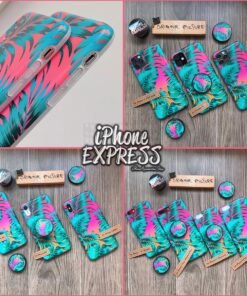 Alternative view of Tropical FLORAL Leaf Pattern Green iPhone Case with Free Holder Grip