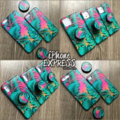 Tropical FLORAL Leaf Pattern Green iPhone Case with Free Holder Grip