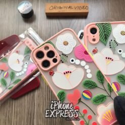 Alternative view of Candy Orange Borders with Floral print on Back iPhone Case