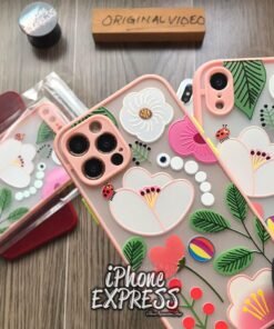 Alternative view of Candy Orange Borders with Floral print on Back iPhone Case