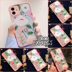 Candy Orange Borders with Floral print on Back iPhone Case