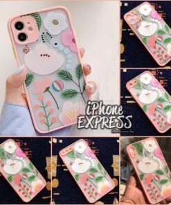 Candy Orange Borders with Floral print on Back iPhone Case