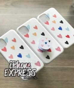 Alternative view of Cute White case with Colorful Little Hearts !!! Case material SOFT Silicon