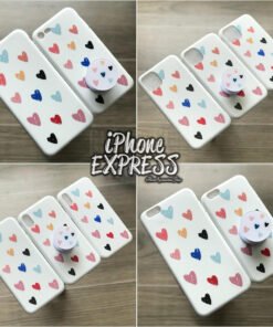 Cute White case with Colorful Little Hearts !!! Case material SOFT Silicon