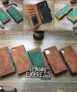 Alternative view of Elegant Retro Green Blue Coffee - Red Charcoal Magnetic Flip Wallet Leather iPhone Cover