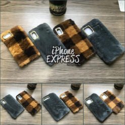 Alternative view of Grey and Brown Check Fur Cases for iPhone in Pakistan