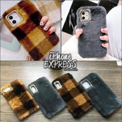 Grey and Brown Check Fur Cases for iPhone in Pakistan