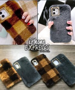 Grey and Brown Check Fur Cases for iPhone in Pakistan