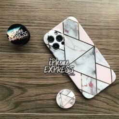 Alternative view of New Abstract Marble iPhone case with electroplated golden layer High Quality silicon Case With free matching holder