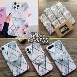 New Abstract Marble iPhone case with electroplated golden layer High Quality silicon Case With free matching holder