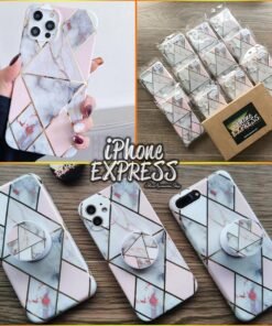 New Abstract Marble iPhone case with electroplated golden layer High Quality silicon Case With free matching holder