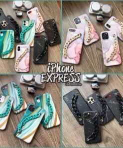 New Classic Marble iPhone case with bracelet chain High Quality imported silicon Case