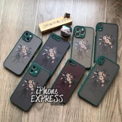Dark Green Borders Soft Sides case with Feelable Pretty Retro Print iPhone Cases