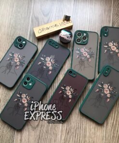 Dark Green Borders Soft Sides case with Feelable Pretty Retro Print iPhone Cases