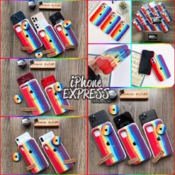 New ColorFul RAINBOW iPhone Case Silicon Soft case (Covers completely) with free Matching POP holder