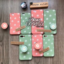 Alternative view of Mild Green Orange with White Daisy flowers Case !!! Case material SOFT Silicon with free matching holder