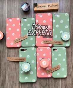 Alternative view of Mild Green Orange with White Daisy flowers Case !!! Case material SOFT Silicon with free matching holder