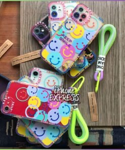 Alternative view of Cute Keep Smiling Colorful smiles Exquisite thick transparent Camera Protection case with lanyard for iPhones