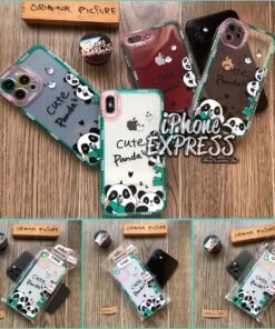 Cute Panda Exquisite thick transparent Camera Protection Case for iPhones