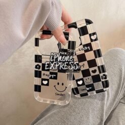 Alternative view of Classy Thick Bumper Happy Smile Checkers iPhone case in Pakistan