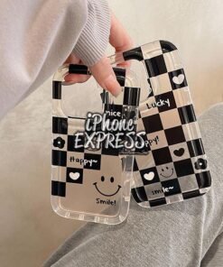 Alternative view of Classy Thick Bumper Happy Smile Checkers iPhone case in Pakistan