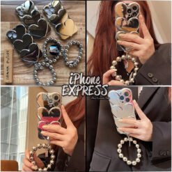 Luxury Silver soft heart case with strap bracelet for iPhones in Pakistan