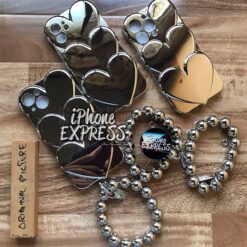 Alternative view of Luxury Silver soft heart case with strap bracelet for iPhones in Pakistan