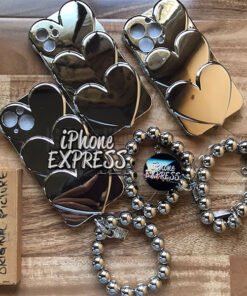 Alternative view of Luxury Silver soft heart case with strap bracelet for iPhones in Pakistan